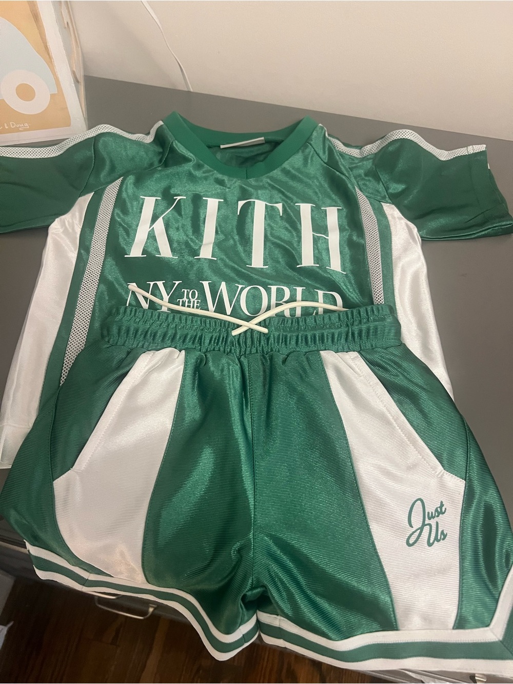 Kith Green & White Kids Athletic Jersey Set